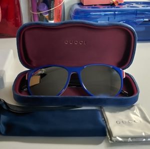 Gucci Core 55mm Round Sunglasses Blue